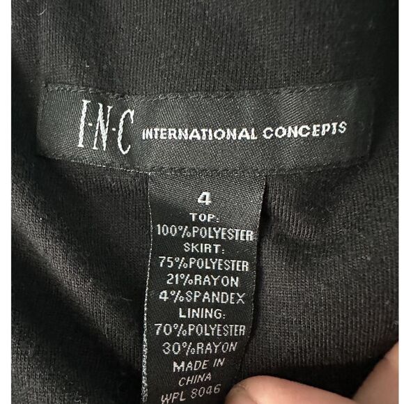 INC International Concepts Green/Black Colorblock Peplum Sheath Dress Size 4 - Picture 3 of 9